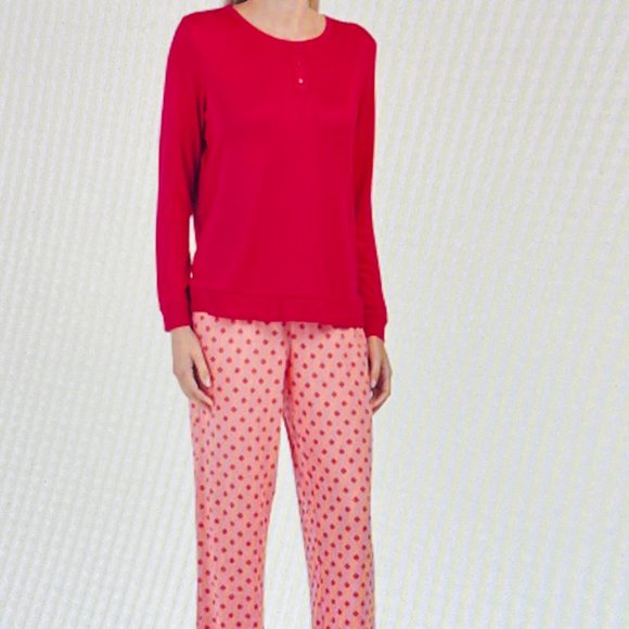 Muk Luks Other - Muk Luks Knitted Dot Pajama Set Wine/Pink Size Large New With Tags